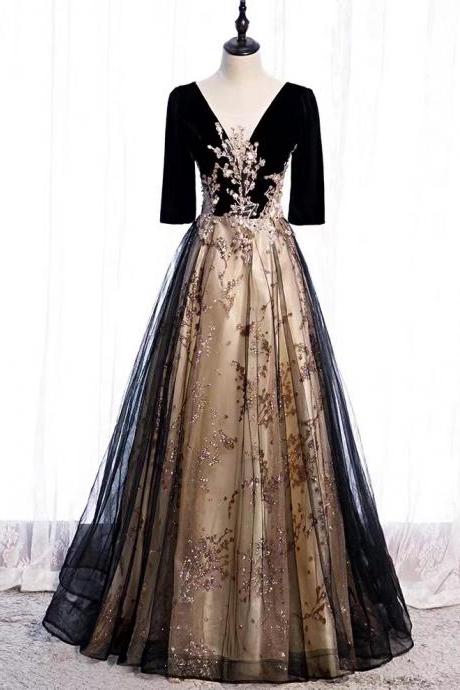 Black Dress, Long Fairy Elegant Dress T,emperament Dress, Formal Evening Dress,custom Made