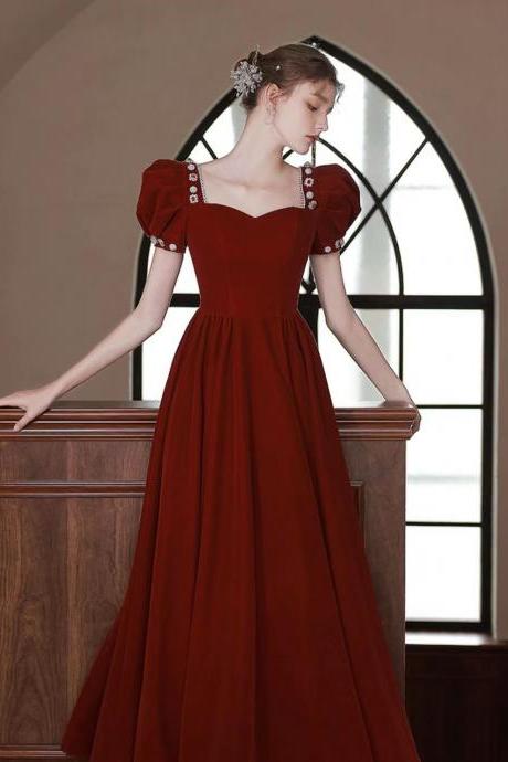 Red Evening Dress,off Shoulder Princess Dress,bubble Sleeve Prom Dress,custom Made