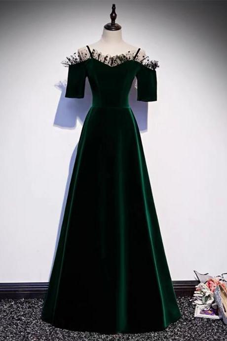 Spaghetti Strap Party Dress,chic Birthday Dress,dark Green Prom Dress ,custom Made
