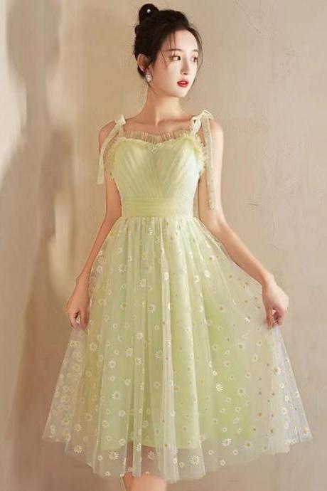 Daisy Dress, Fairy Dress, Temperament Birthday Party Dress, Spaghetti Strap Bridesmaid Dress,custom Made