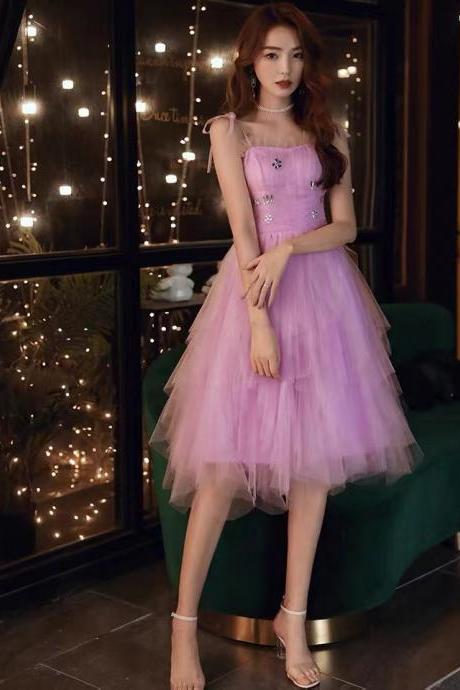  fairy temperament homecoming dress,spaghetti strap birthday party dress,cute evening dress,Custom Made