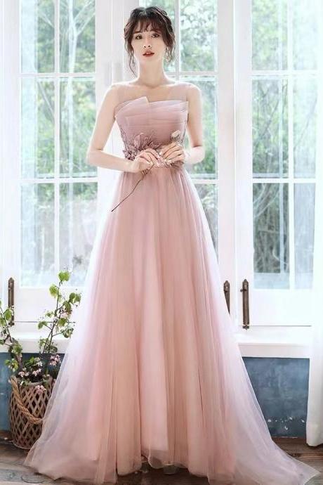 V-neck Party Dress, Pink Prom Dress, Sweet Birthday Dress,custom Made