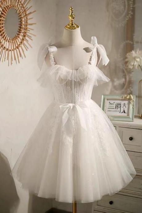 Spaghetti Strap Homecoming Dress Wedding Dress, Bow-tie Fairy Sweet Princess Dress, Birthday Party Sexy Dress,custom Made