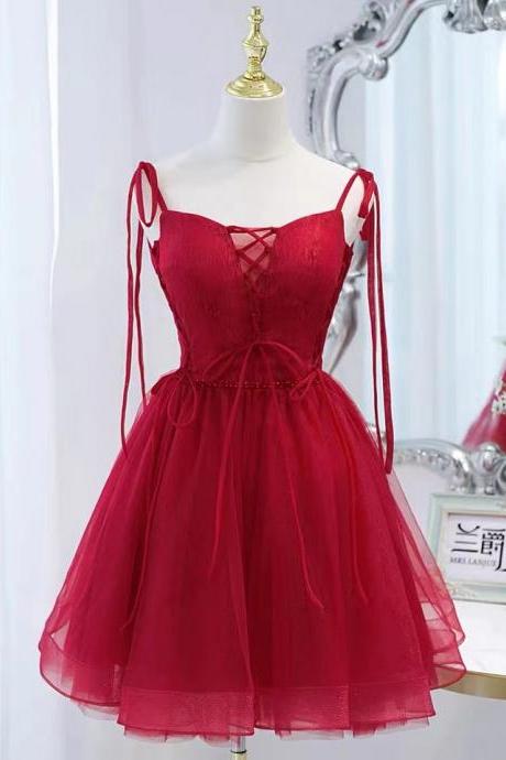 Burgundy Homecoming Dress, Cute Short Party Dress,tulle Graduation Dress,custom Made