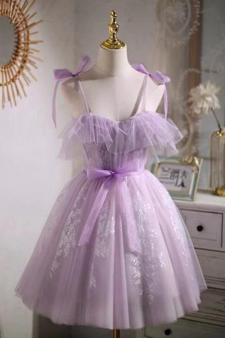 Spaghetti Strap Homecoming Dress,purple Party Dress,dream Birthday Dress,fairy Graduation Dress,custom Made
