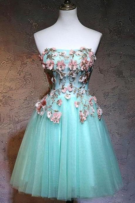 Fashionable Tulle Short Sweetheart Mint Green Party Dress,strapless Homecoming Dresses,custom Made