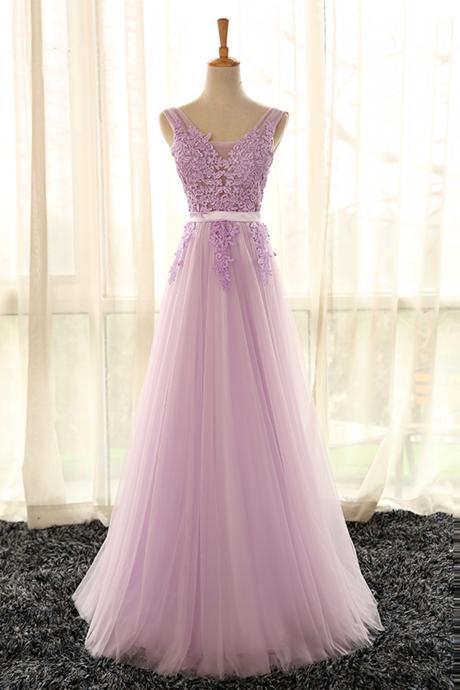 Cute Bridesmaid Dress,a-line Tulle Long Light Purple Prom Dress, Dream Party Gown,custom Made