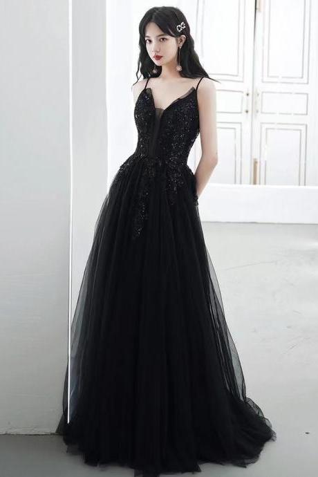 Spaghetti Strap Party Dress,sexy Prom Dress,black Evening Dress,custom Made