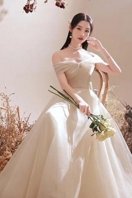 Off Shoulder Evening Dress, Style, Temperamentous Champagne Prom Gown, Light Luxury Socialite Evening Dress, Custom Made