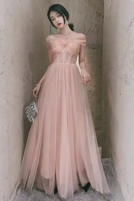 Off Shoulder Prom Dress,pink Party Dressm,fairy Eveing Gown,custom Made