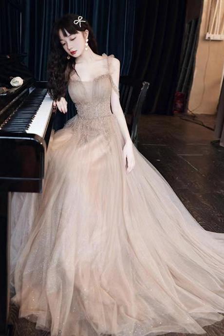 Generous Champagne Prom Dress, Fairy Birthday Dress, Off-the-shoulder Sexy Evening Gown,custom Made