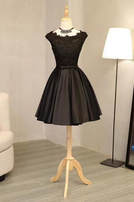 Cap Sleeve Homecoming Dress,lace Short Party Dress, Little Black Dress,custom Made