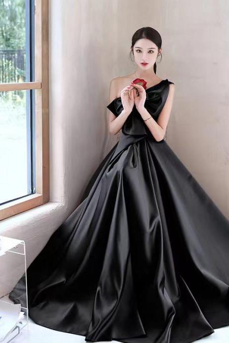 One Shoulder Evening Dress,sexy Prom Dress,black Prom Dress,,custom Made