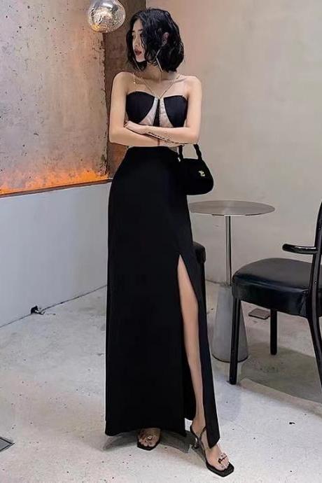 Black Evening Dress, Sexy Prom Dress, Noble Paty Dress,custom Made