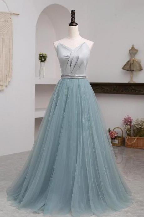 Strapless prom dress,blue evening dress,pretty bridesmaid dress ,Custom Made