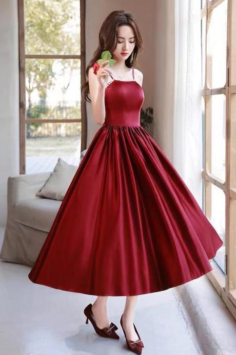 Satin Dress, Red Prom Dress, Halter Party Dress,custom Made