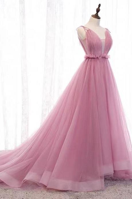 Princess Party Dress ,spaghetti Strap Bridesmaid Dress,fairy Prom Dress, Sweet Pink Evening Dress,custom Made