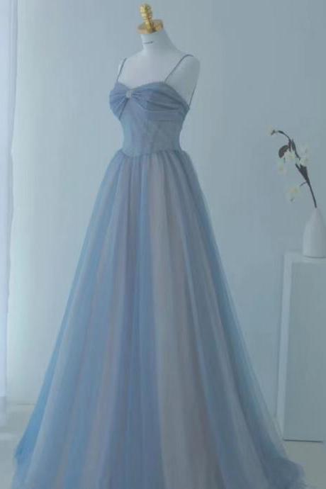 Spaghetti Strap Party Dress,blue Prom Dress,glitter Pincess Dress,fairy Birthday Dress,custom Made