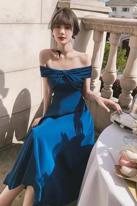 Off Shoulder Evening Dress, Sexy Party Dress,blue Homecoming Dress,custom Made