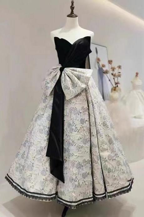Black Evening Dress, Light Luxury Birthday Dress Girl Princess Dress,cute Strapless Dress,custom Made