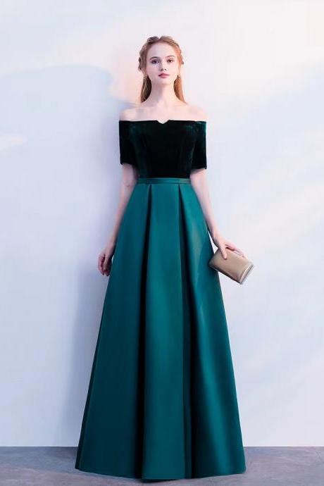 Green Party Dress,off Shoulder Prom Dress,formal Evening Dress,custom Made