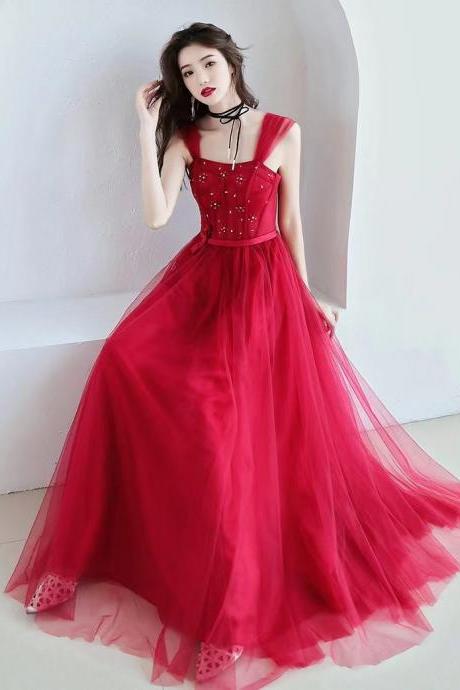 New, off -shoulder party dress, red evening dress,custom made