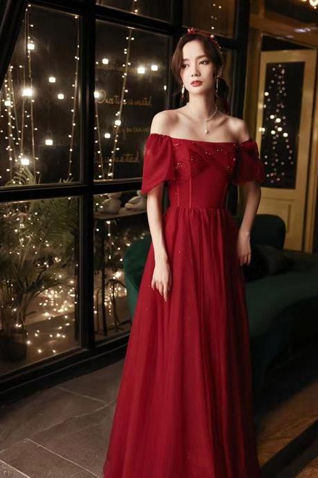 Red prom dress,off shoulder party dress,pretty evening dress,custom made