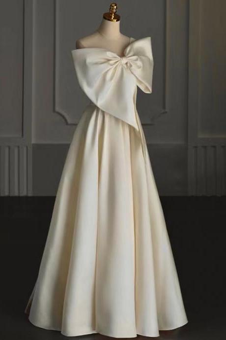 White Evening Dress,cute Party Dress,one Shoulder Prom Dress,satin Graduation Dress,custom Made