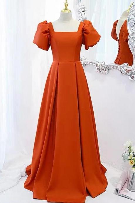 Orange Prom Dress,satin Evening Dress,off Shoulder Party Dress,custom Made