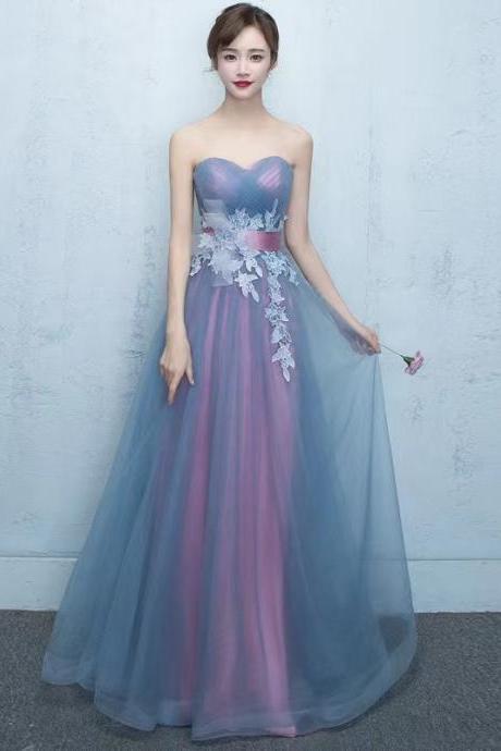 Strapless Prom Dress, Sweetheart Evening Dress,blue Party Dress,custom Made
