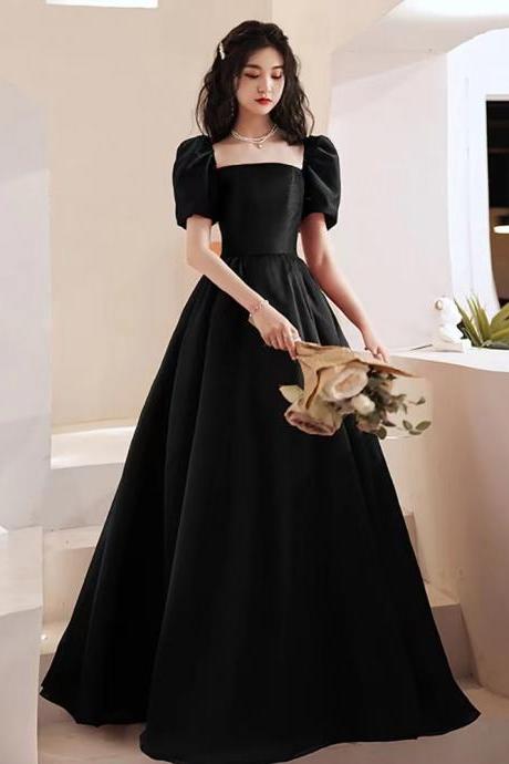 Black evening dress, new style, satin prom dress, off shoulder party dress,princess birthday dress,custom made