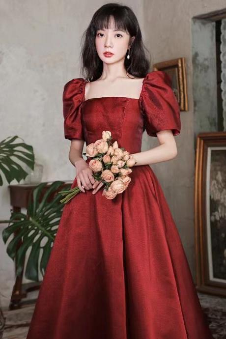 Satin evening dress,red prom dress,off shoulder party dress,cute homecoming dress,custom made