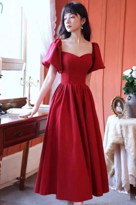 Red evening dress, new style, charming prom dress, off shoulder party dress,birght birthday dress,custom made