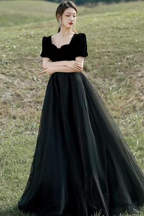 Elegant evening dress,black wedding dress,noble prom dress,Custom Made