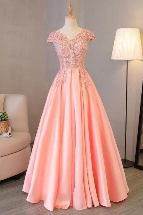V-neck Evening Dress,blush Pink Party Dress,elegant Formal Dress,custom Made