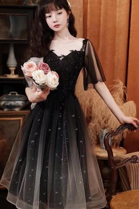 O-neck Prom Dress, Black Party Dress,fairy Homecoming Dress,custom Made
