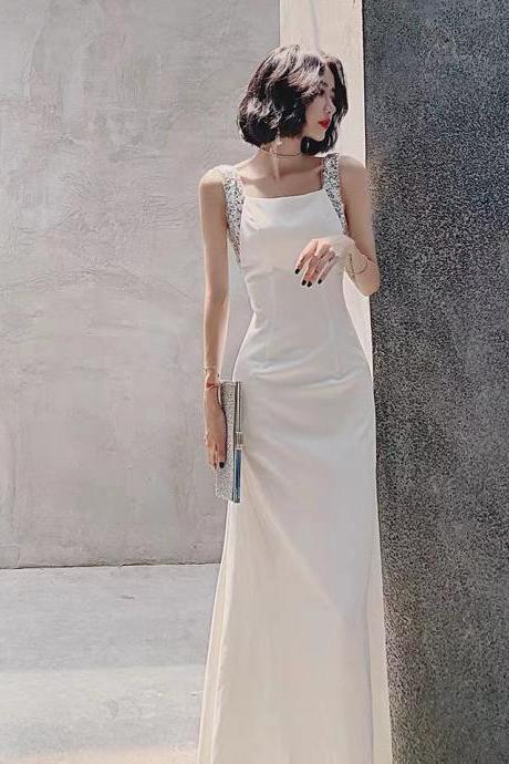 , Sexy Party Dress, White Party Dress, Elegant Bodycon Prom Dress,custom Made