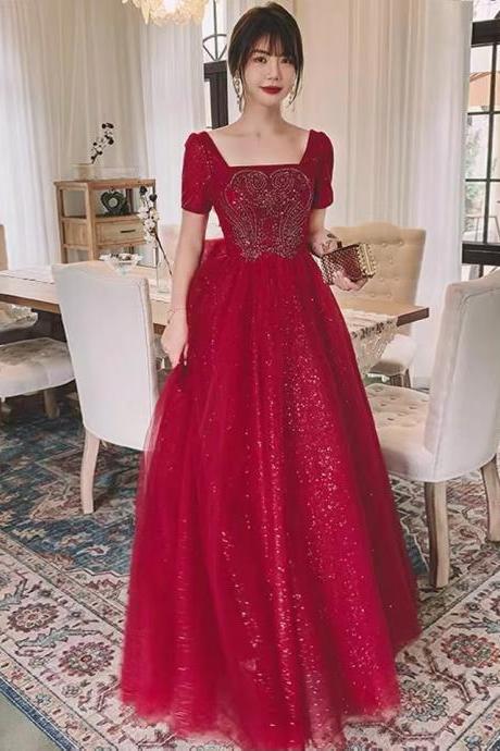 Red Dress, Fairy Off Shoulder Prom Dress,slit Evening Dress,custom Made