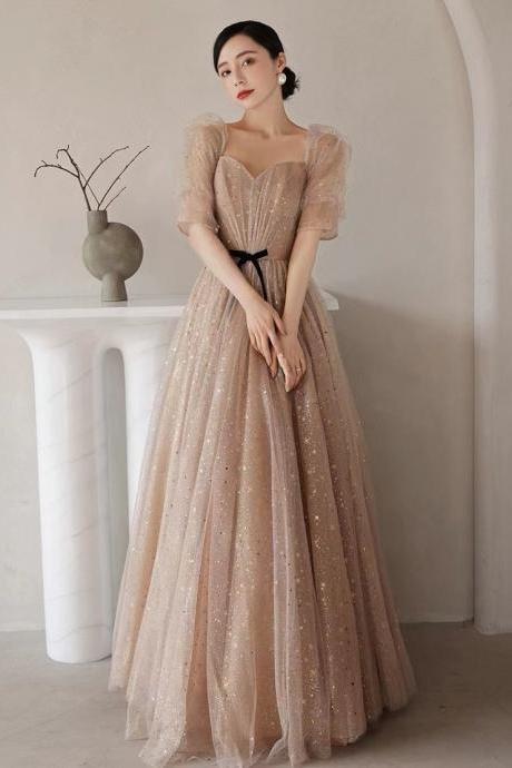 Bubble sleeve evening dress, socialite party dress, fairy starry birthday dress,Custom made