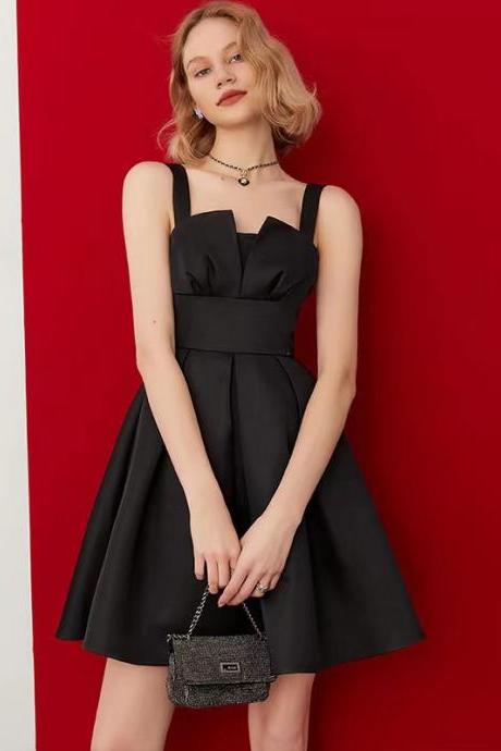 Simple Prom Dress,v-neck Evening Dress, Black Party Dress,little Black Homecoming Dress,custom Made