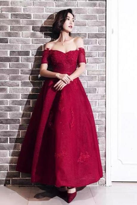 Off Shoulder Prom Dress,red Dress, Glamorous Evening Dress,custom Made