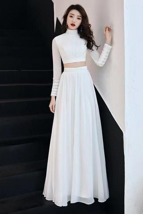 Two Piece Prom Dress,white Dress, Sexy Evening Dress,custom Made