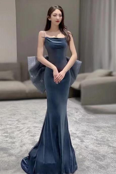 Sexy Party Dress,velvet Prom Dress,spaghetti Strap Mermaid Dress,custom Made