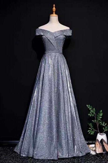 Off shoulder party dress,formal prom dress,glitter evening dress,sexy blue birthday dress,custom made