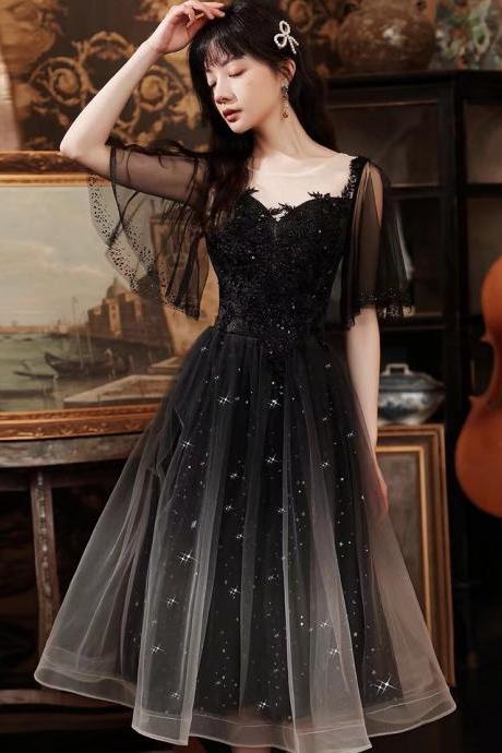 O-neck Party Dress,glitter Prom Dress,black Evening Dress,formal Midi Dress,custom Made