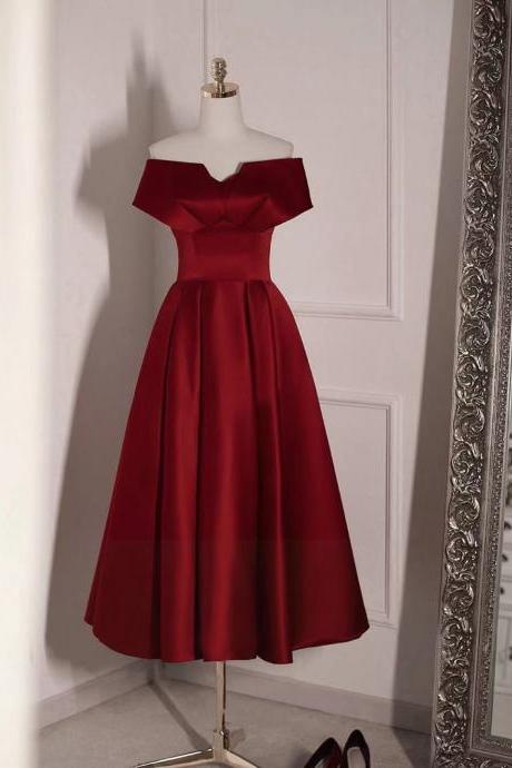 Off Shoulder Party Dress,formal Prom Dress,red Evening Dress,elegant Midi Dress,custom Made