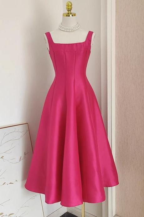 Rose Red Evening Dresscute Homecoming Dress,sweet Party Dress,somple Midi Dress,charming Graduation Dress,custom Made