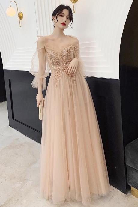 Long Sleeve Prom Dress Fairy Party Dress,tulle Prom Dress,chic Bridesmaid Dress,custom Made