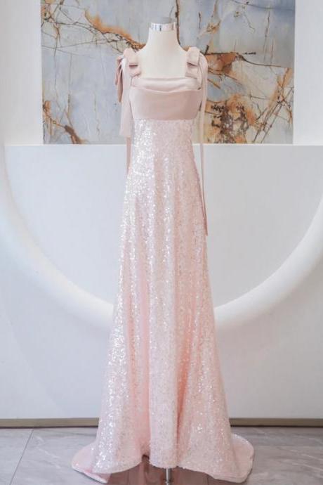 Spaghetti Strap Evening Dress, Temperament Prom Dress, Pink Party Dress,custom Made