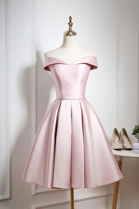 Off Shoulder Evening Dress,pink Homecoming Dress, Cute Party Dress,simple Birthday Dress,custom Made